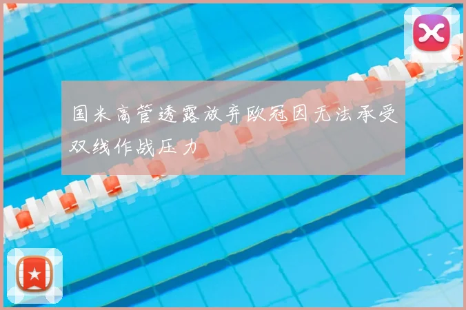 国米高管透露放弃欧冠因无法承受双线作战压力